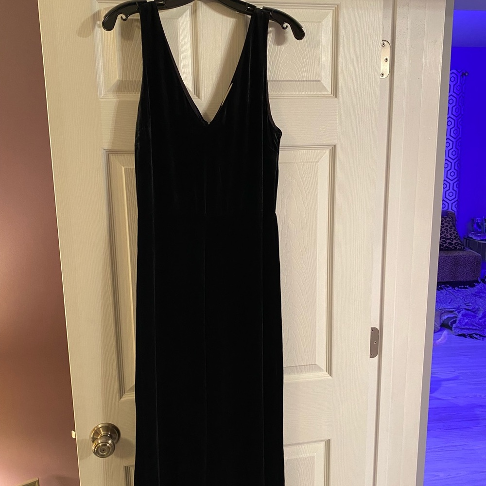 Johnny Was black velvet jumpsuit cropped small
